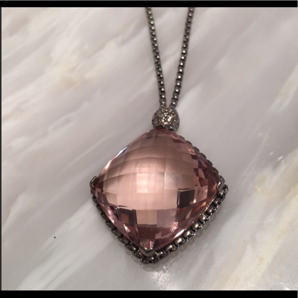 David Yurman OnPoint necklace w/Morganite&Diamonds